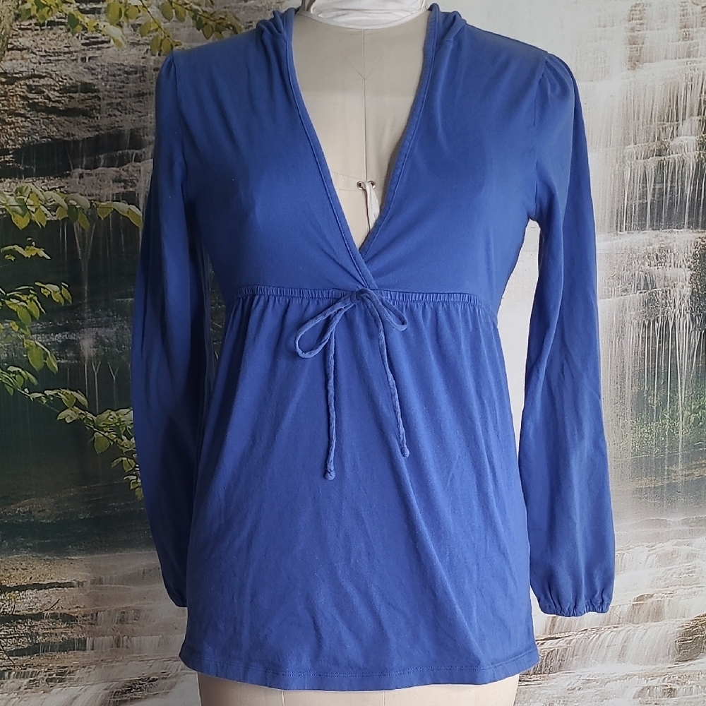 Willi Smith Womens Large bright blue empire drawstring waist long sleeve hoodie